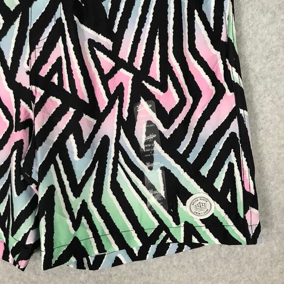 90s Brooklyn Cloth Swim Trunks Medium Volley Surf Board Neon Zig Zag 6.5 Inseam - Picture 4 of 11